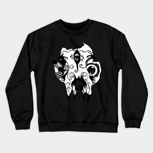 Mystic Three Eyed Cat Skull Crewneck Sweatshirt by PoesUnderstudy